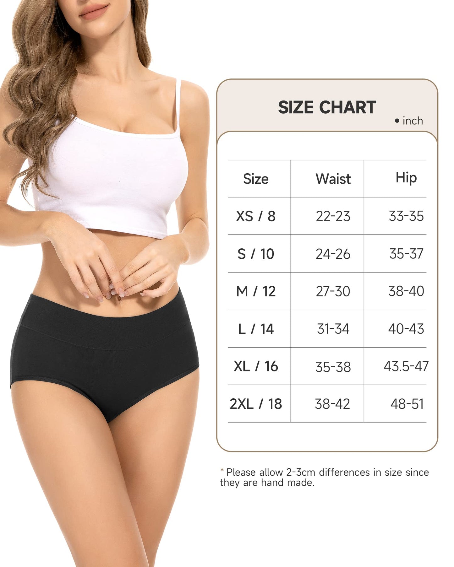 PULIOU Ladies High Waisted Cotton Underwear Panties