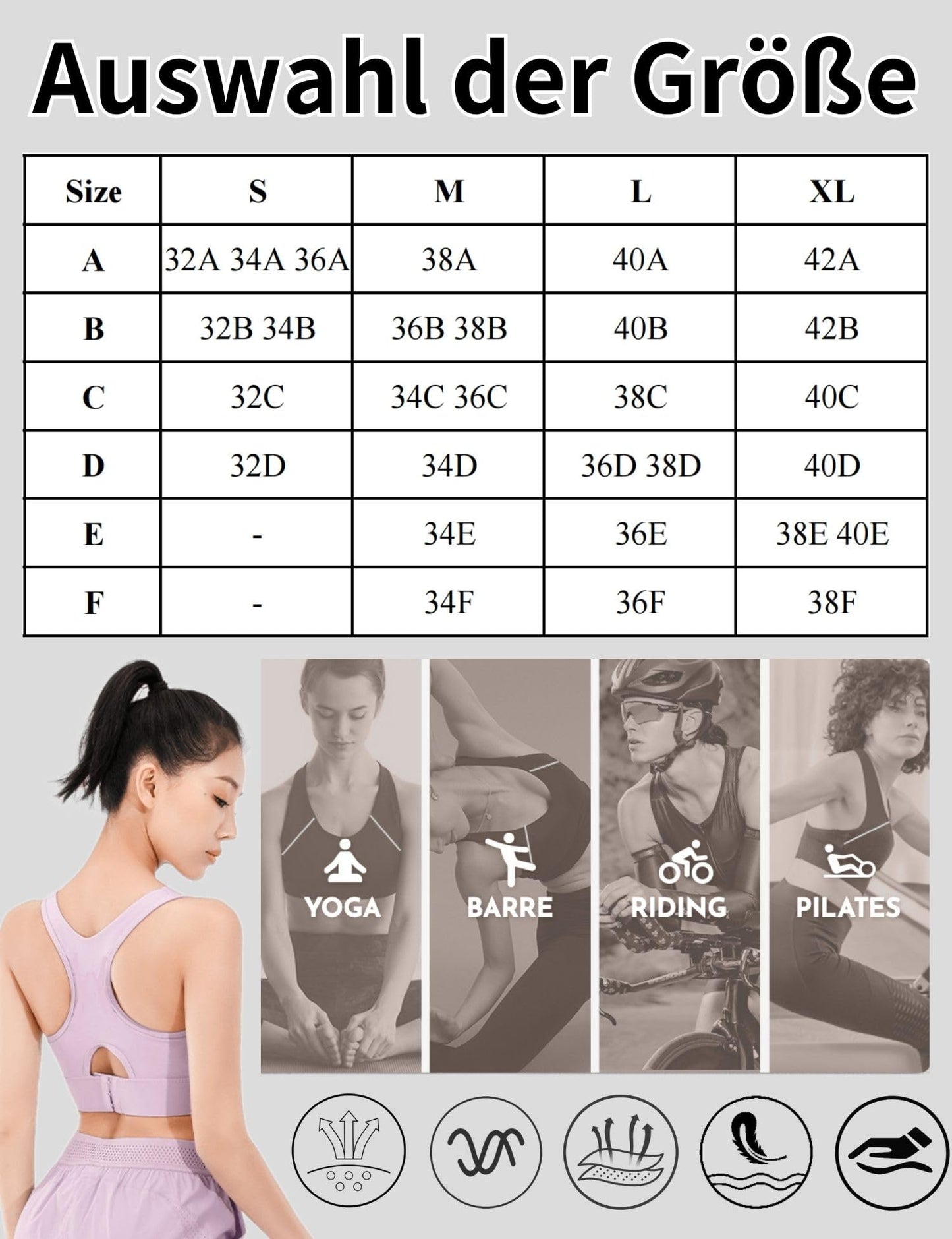 Paeceioni Women's Sports Bra, High Support, White, Regular