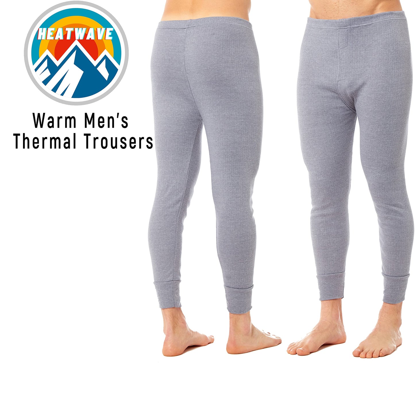 Heatwave® Pack of 2 Men's Thermal Trousers Long Johns Warm Underwear Baselayer, S M L XL XXL Thermals