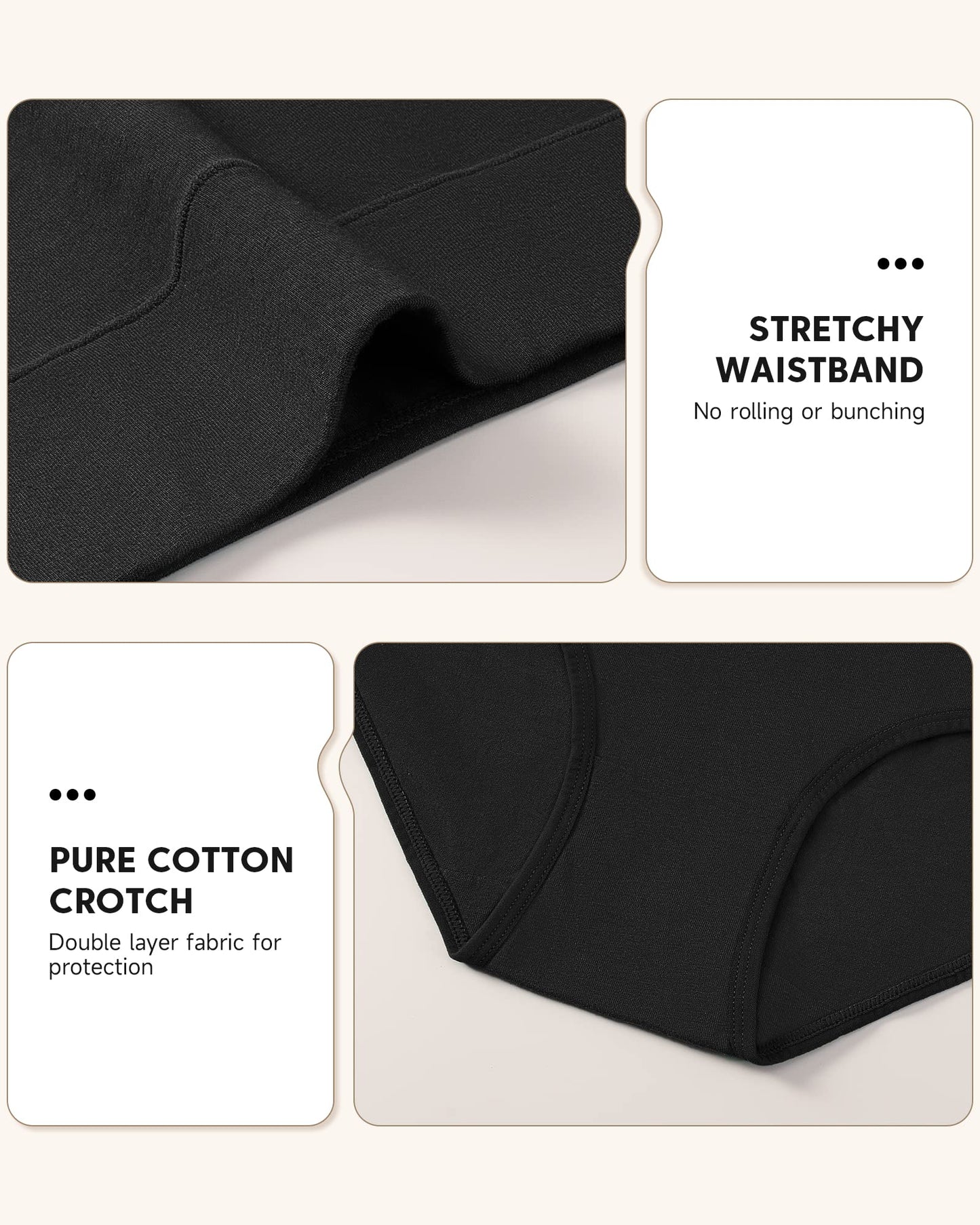 PULIOU Ladies High Waisted Cotton Underwear Panties