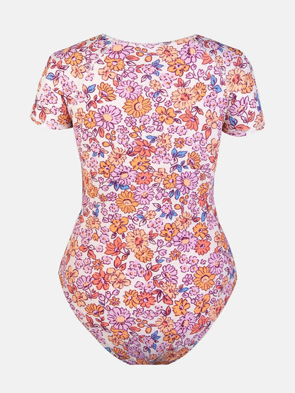 CUPSHE One Piece Swimsuit for Women High Neck Zipper Short Sleeve Bathing Suit
