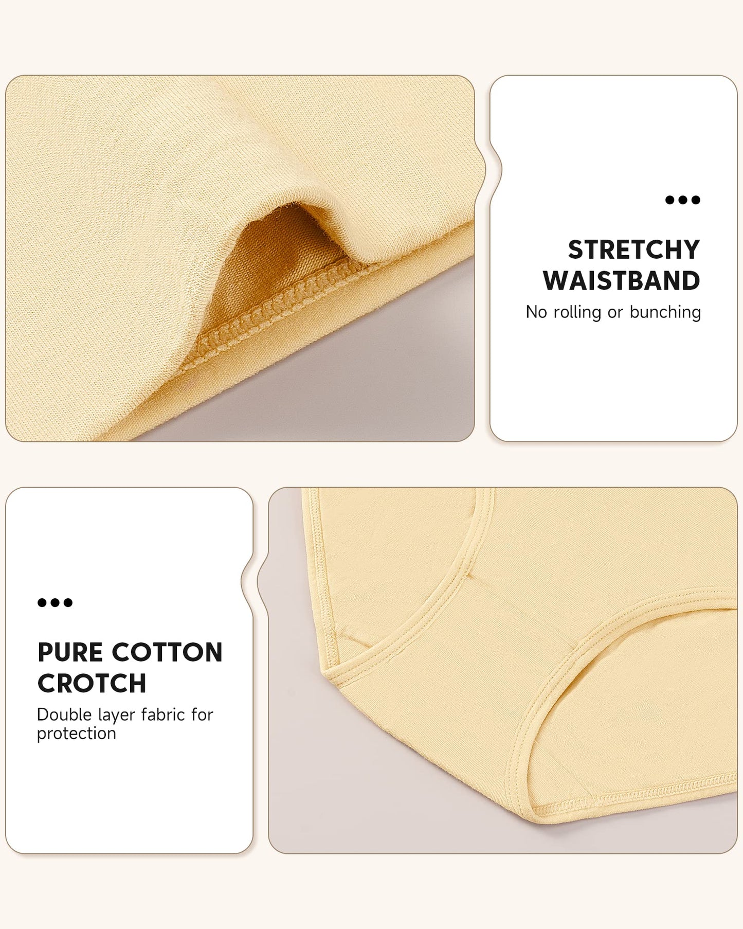 PULIOU Ladies High Waisted Cotton Underwear Panties