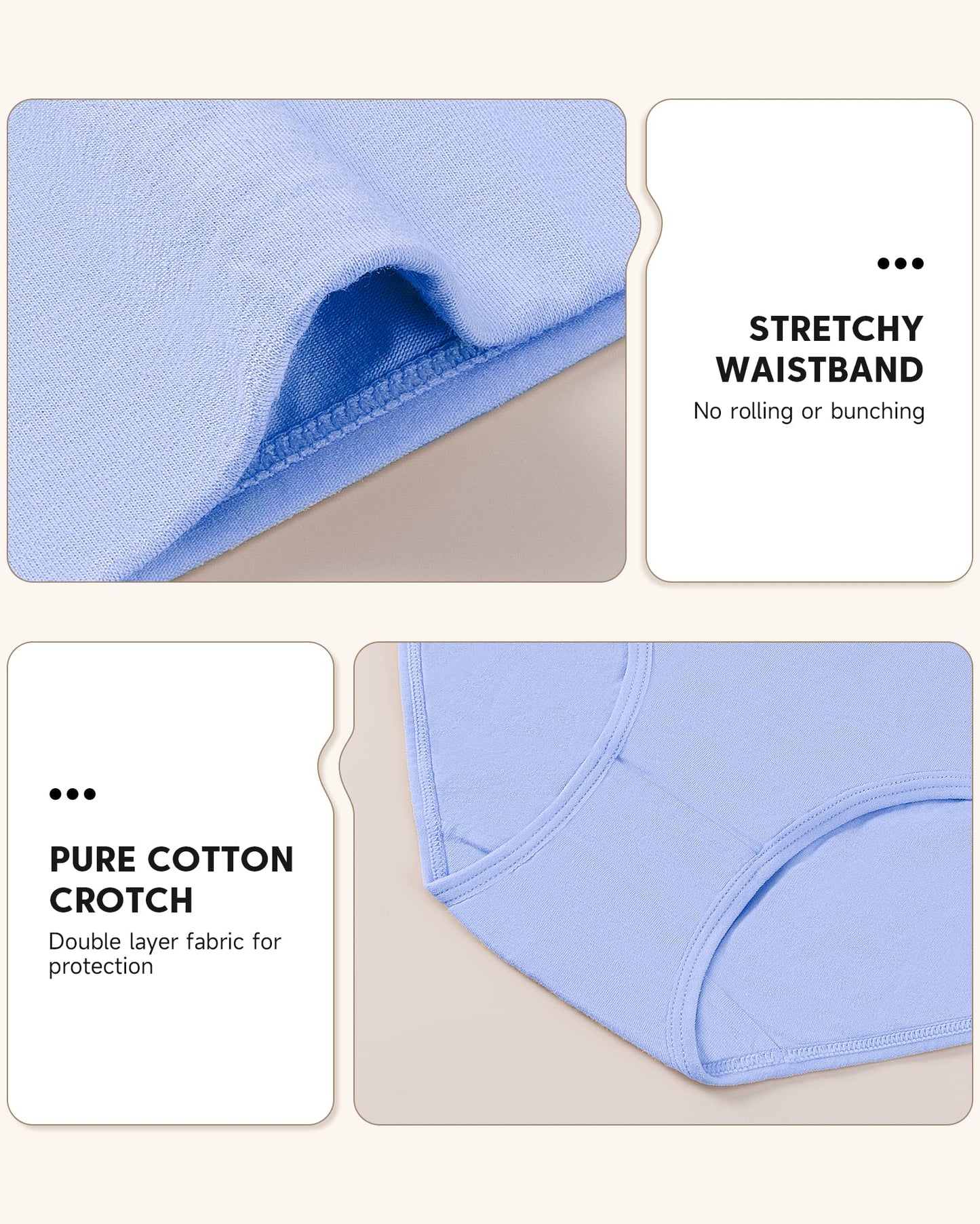 PULIOU Ladies High Waisted Cotton Underwear Panties
