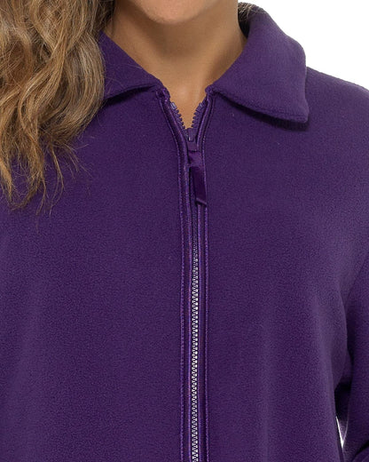 Undercover Ladies' Soft Fleece Zip Gown with Satin Trim