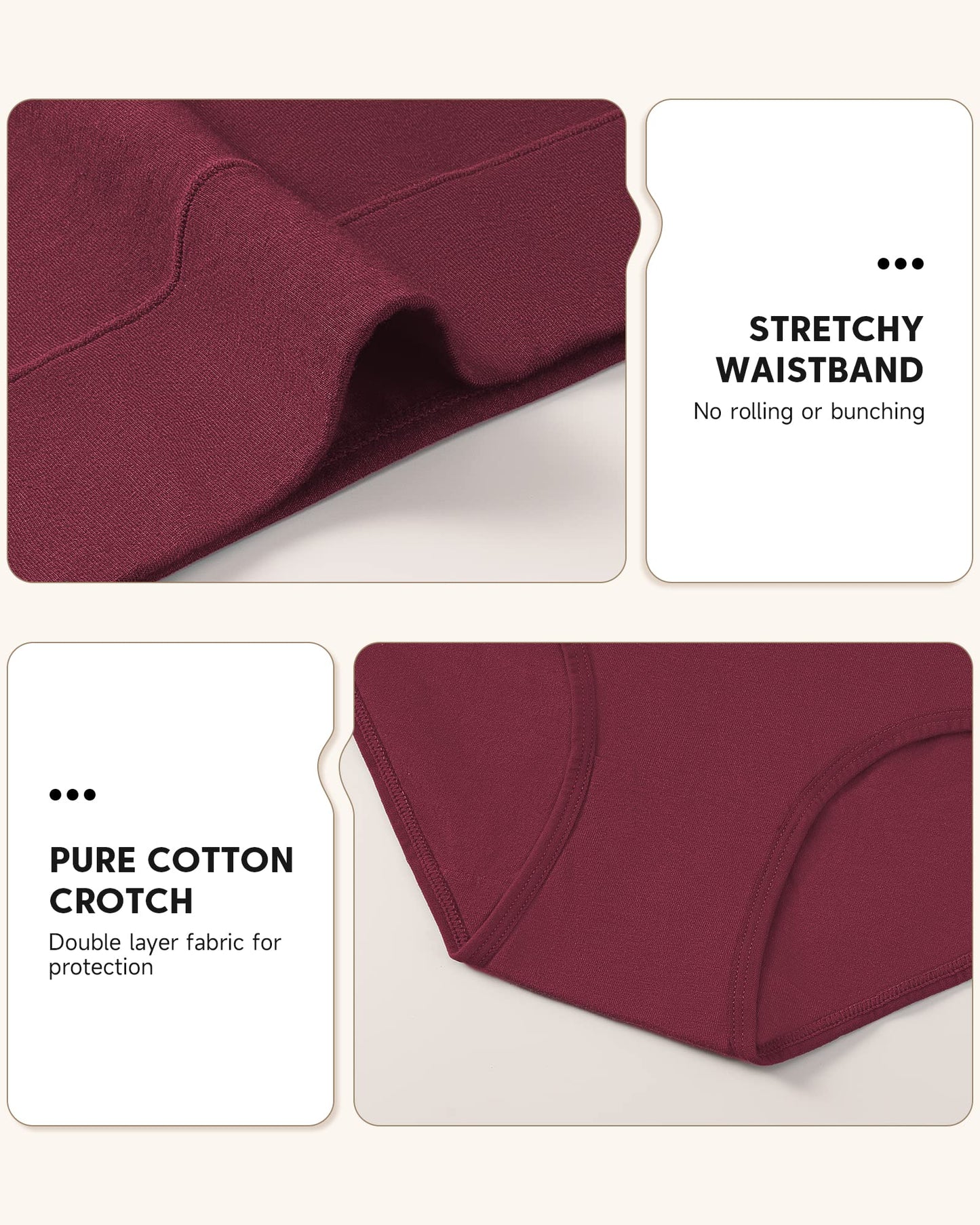 PULIOU Ladies High Waisted Cotton Underwear Panties