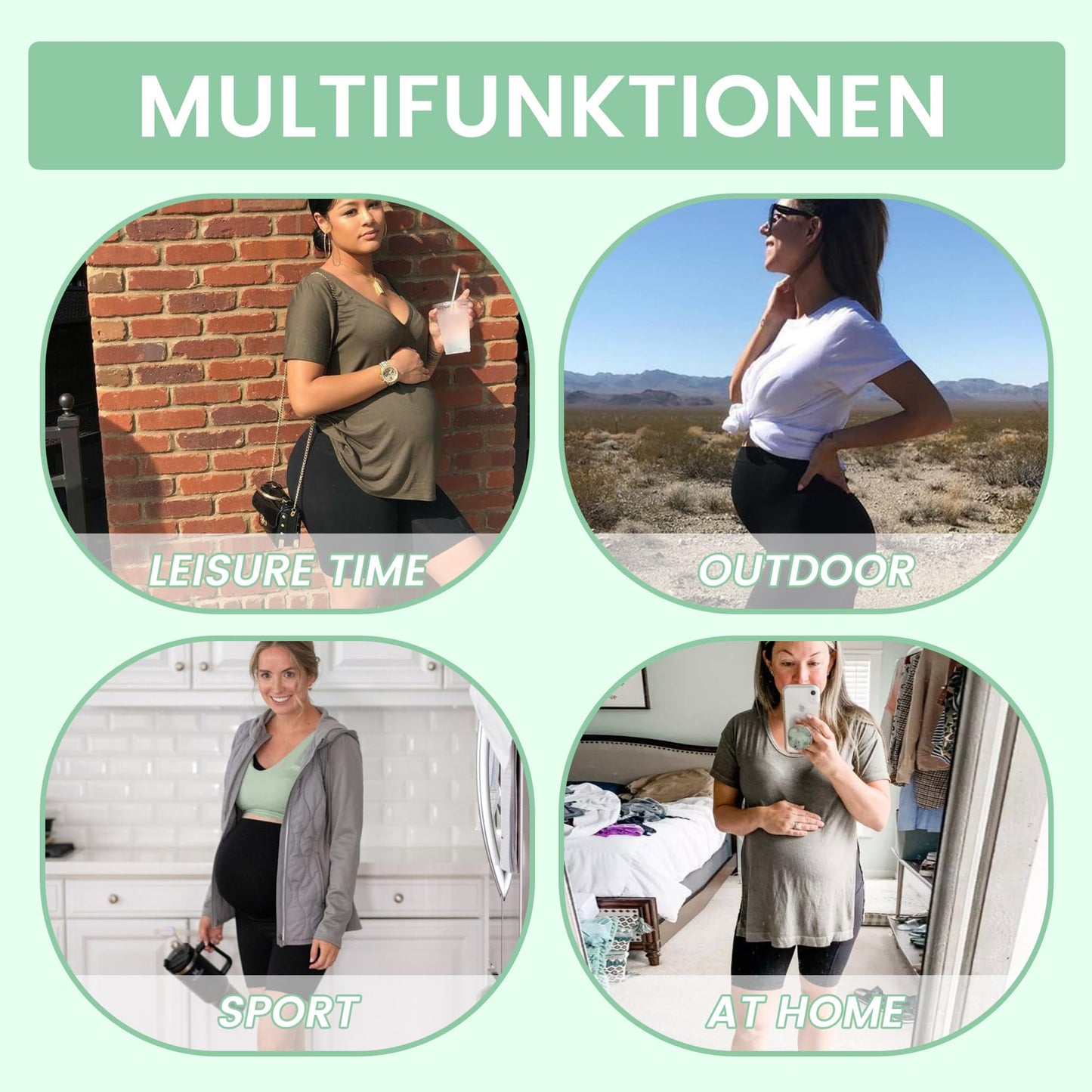 2 Pack Maternity Leggings Over Bump with Pockets High Waist
