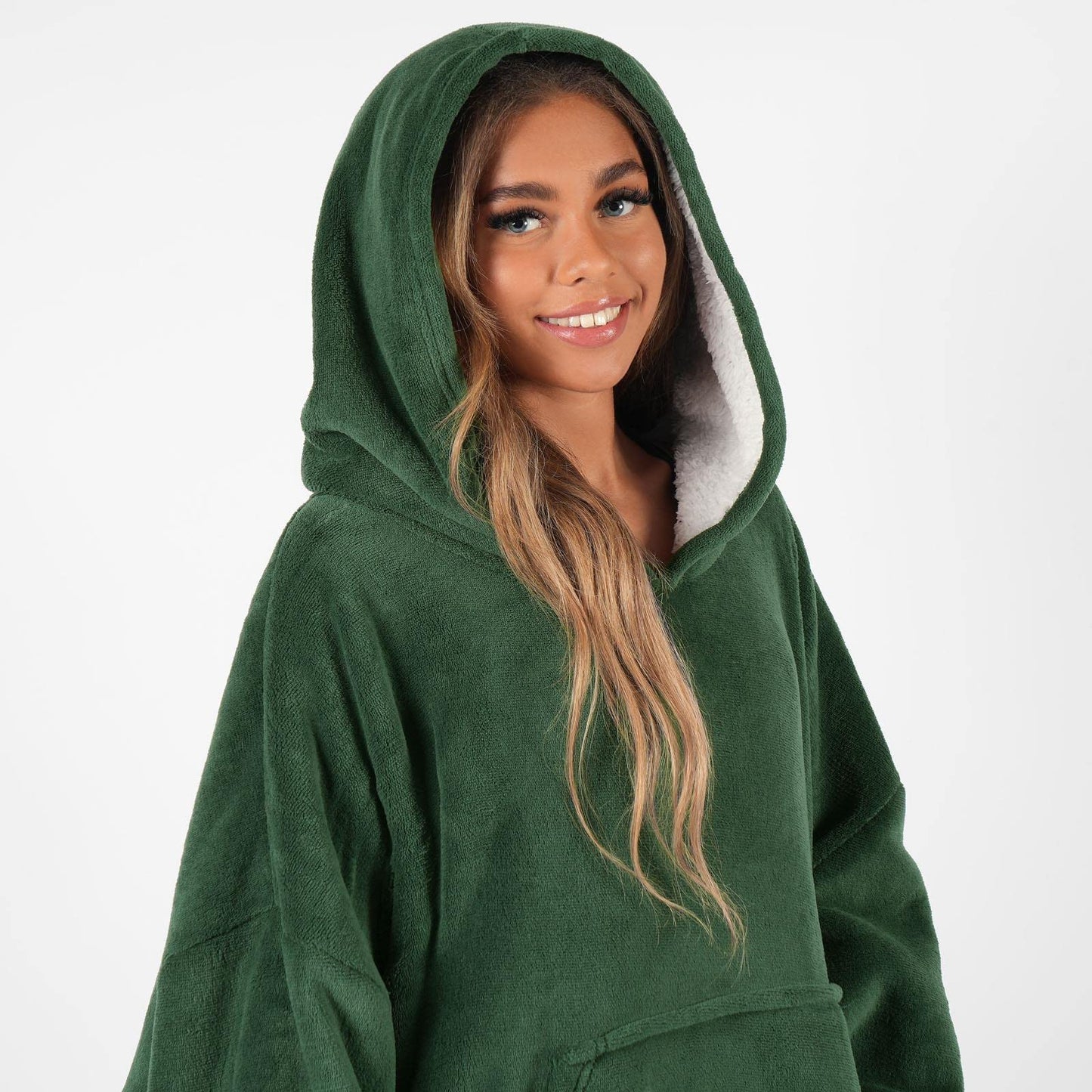 Sienna Extra Long Oversized Blanket Hoodie Wearable Throw with Pockets Sleeves Soft Sherpa Fleece Wearable Throw Giant Sweatshirt, Charcoal Grey