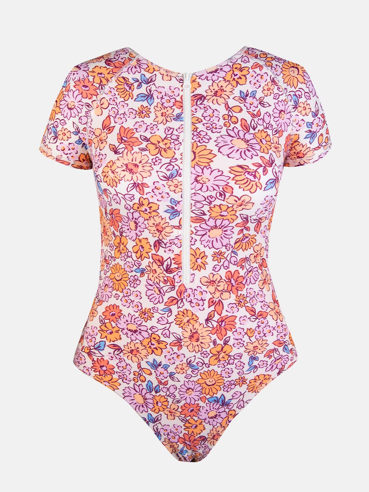 CUPSHE One Piece Swimsuit for Women High Neck Zipper Short Sleeve Bathing Suit