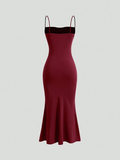 Elegant Party Slim Fitting Spaghetti Strap Mermaid Hem Party Dress