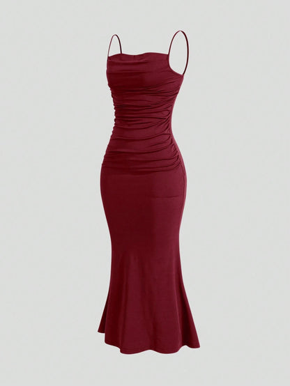 Elegant Party Slim Fitting Spaghetti Strap Mermaid Hem Party Dress