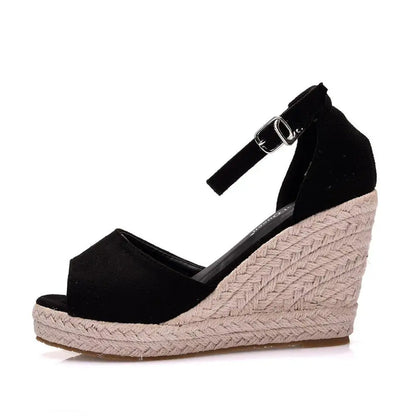 Straw Platform Wedge Shoes