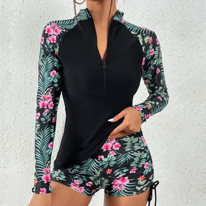 Women's Long Sleeve Surfing Tankini Set - Two-Piece Swimsuit