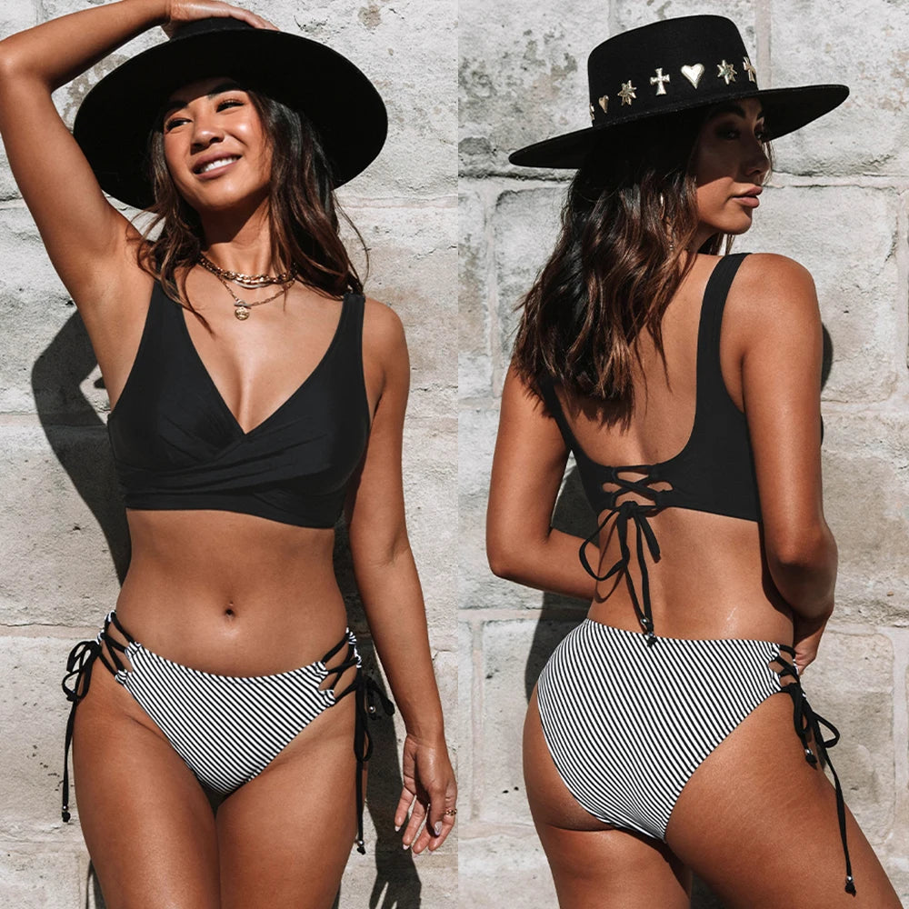 CUPSHE Yellow And Lemon Print Mid-Waist Bikini Sets