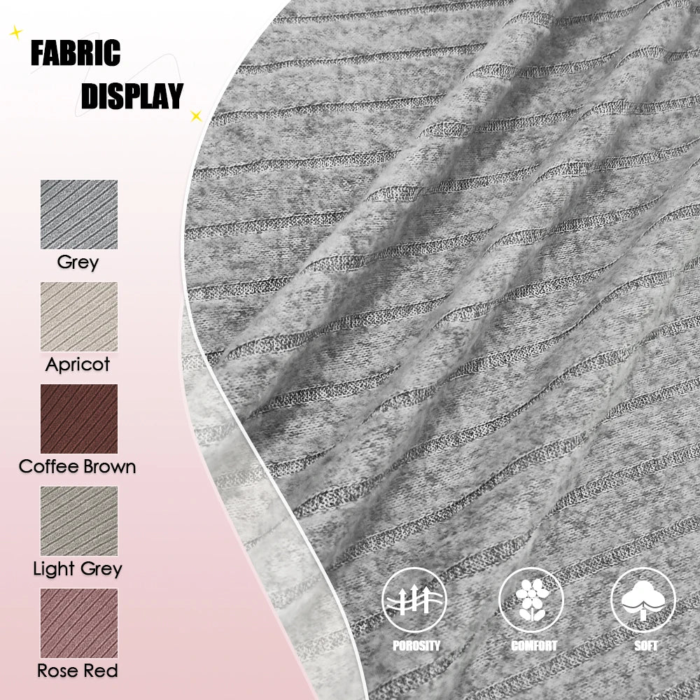Women's Knitted Stripe Split U Neck Elastic Bodycon Full Length Casual Maxi Long Dresses