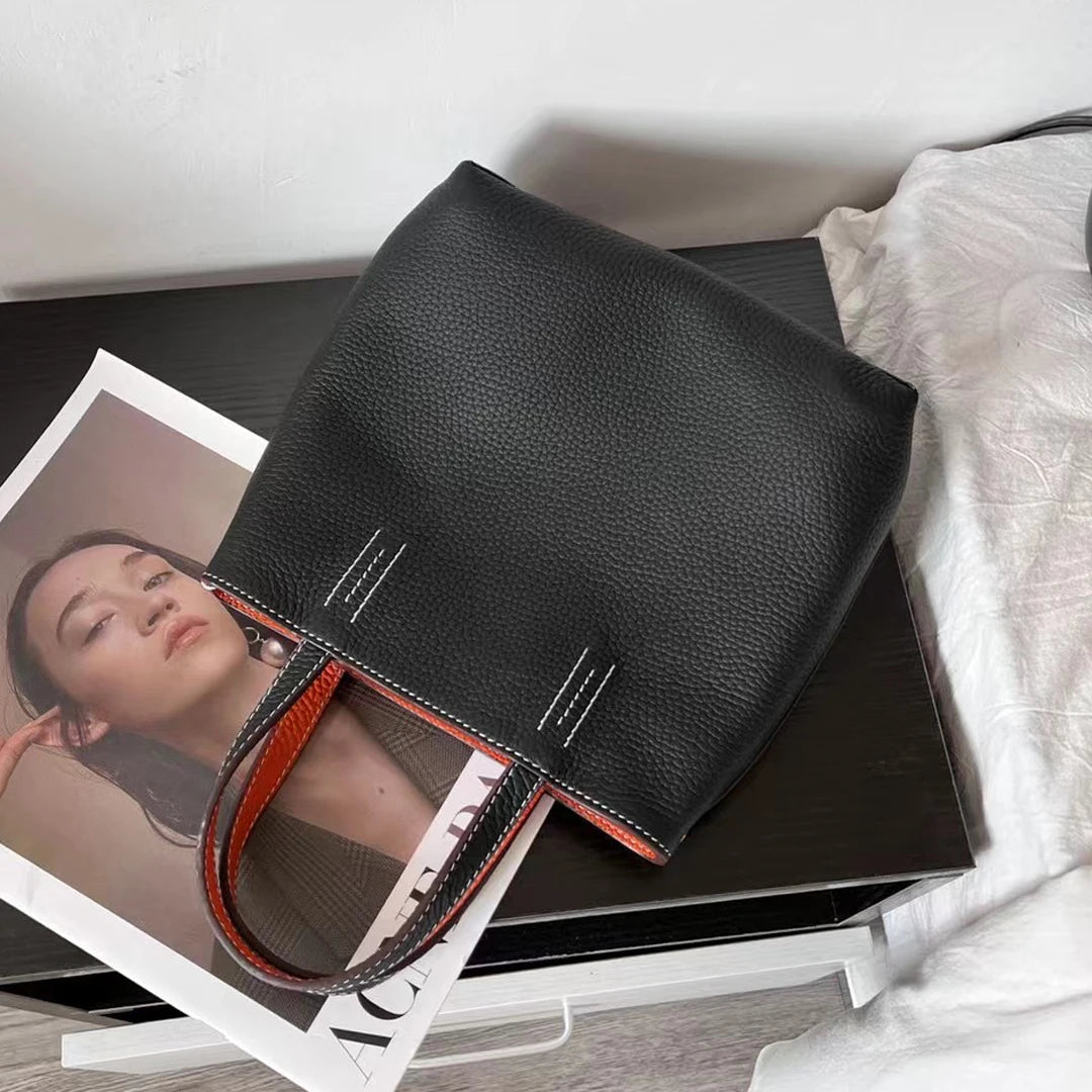 Genuine Leather Small Tote Bags, One Shoulder Crossbody Bag