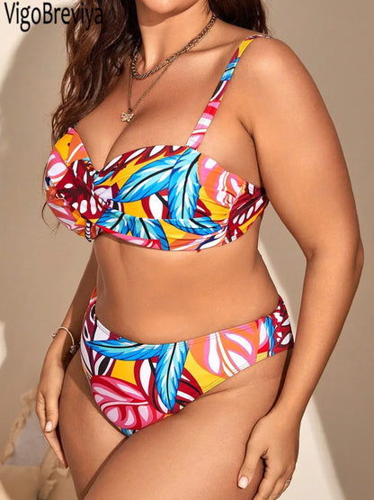 3 Piece Mesh Smock Plus Size Bikini Set