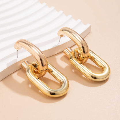 Vintage  Geometric U-Shape Link Drop Earrings