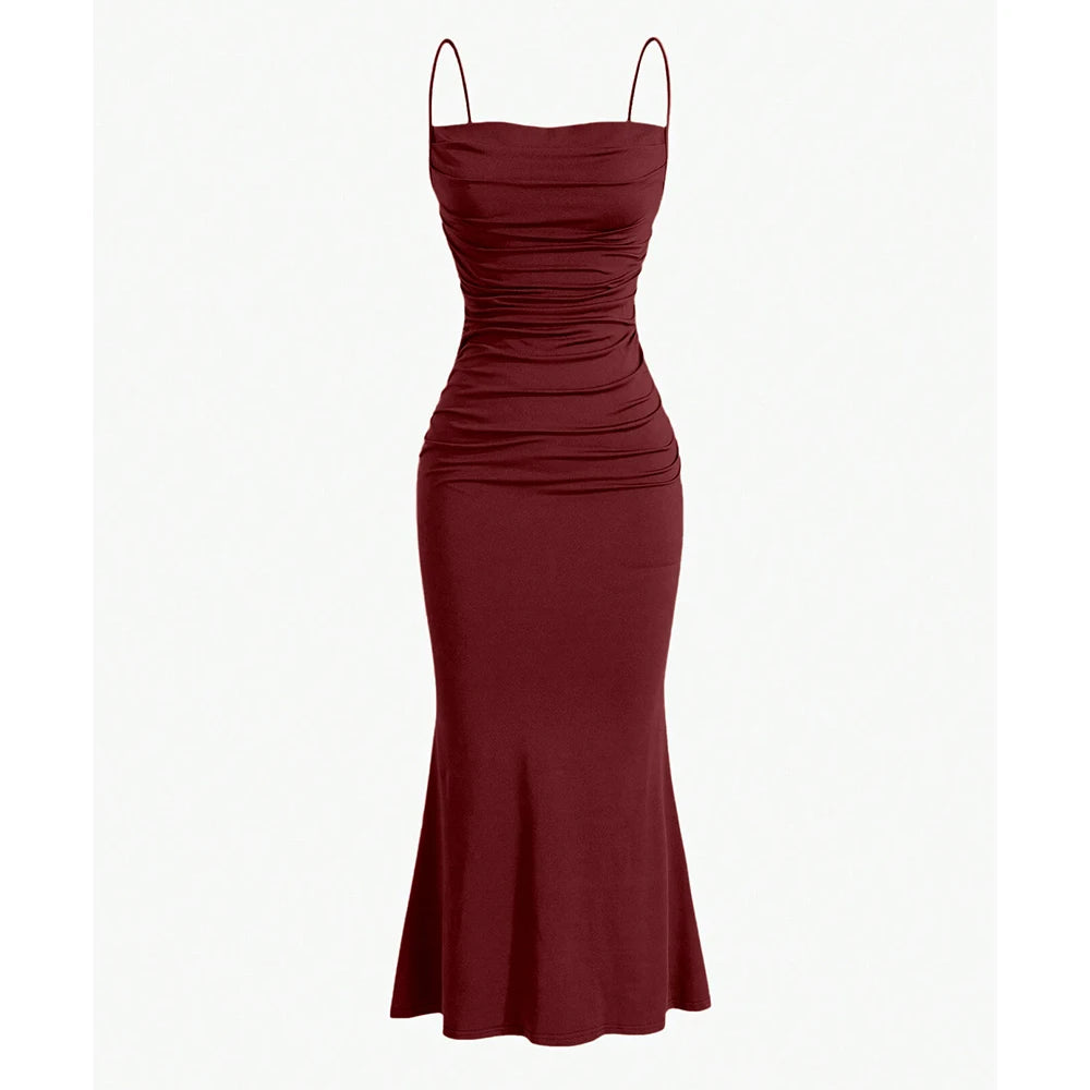 Elegant Party Slim Fitting Spaghetti Strap Mermaid Hem Party Dress