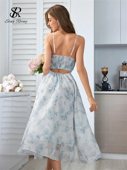 Women Floral Spaghetti Strap Dress