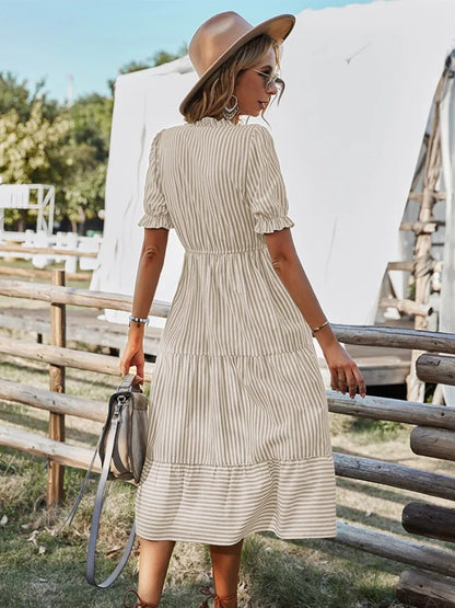 Pleated Stripe Maxi Dress | Stylish and Sophisticated