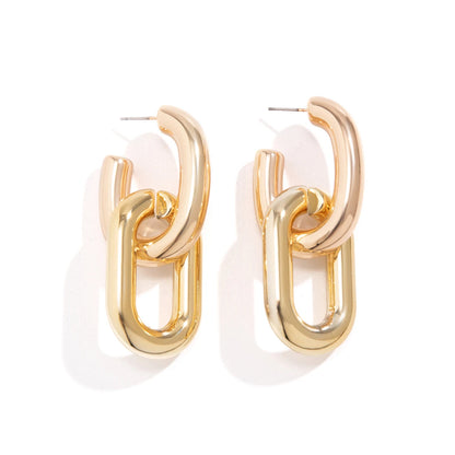 Vintage  Geometric U-Shape Link Drop Earrings