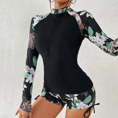 Women's Long Sleeve Surfing Tankini Set - Two-Piece Swimsuit