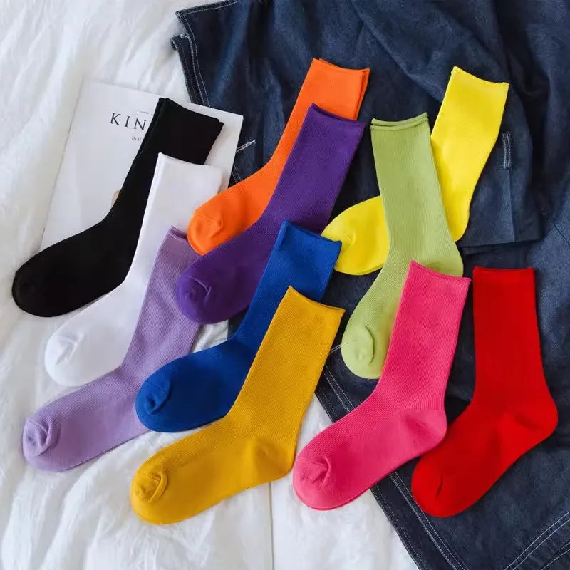 Women Socks Fashion Solid Color