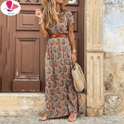 Vintage Paisley Print Long Dress | Timeless and Unique