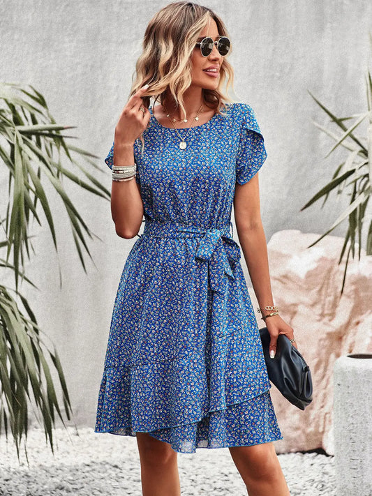 O Neck Casual Printed Dress