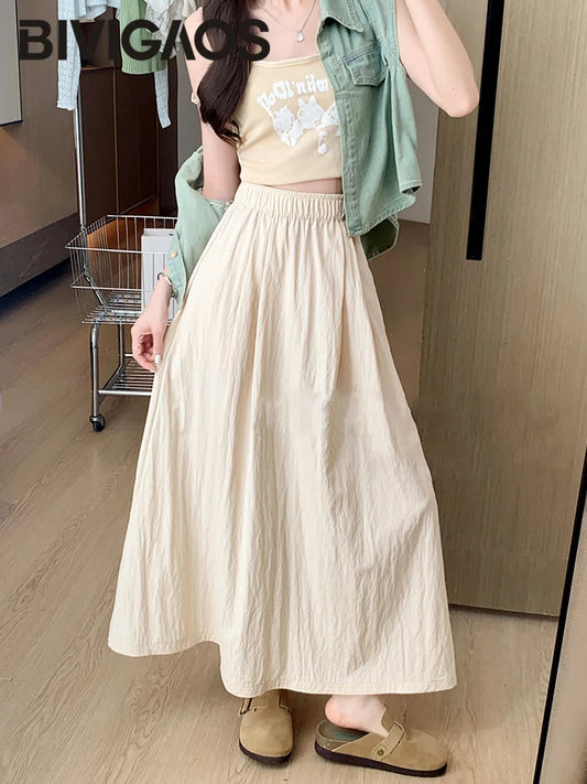 New Spring Summer Lazy Style Mid-Length Skirt