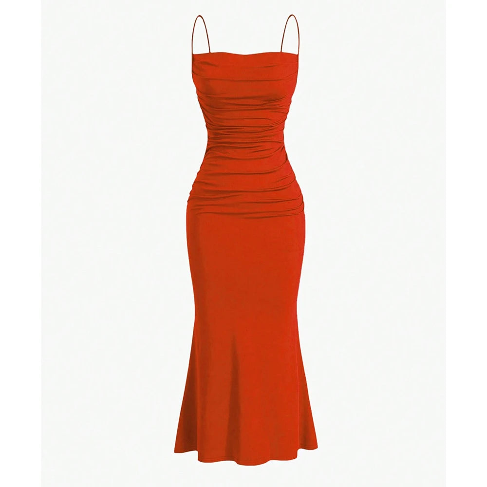 Elegant Party Slim Fitting Spaghetti Strap Mermaid Hem Party Dress