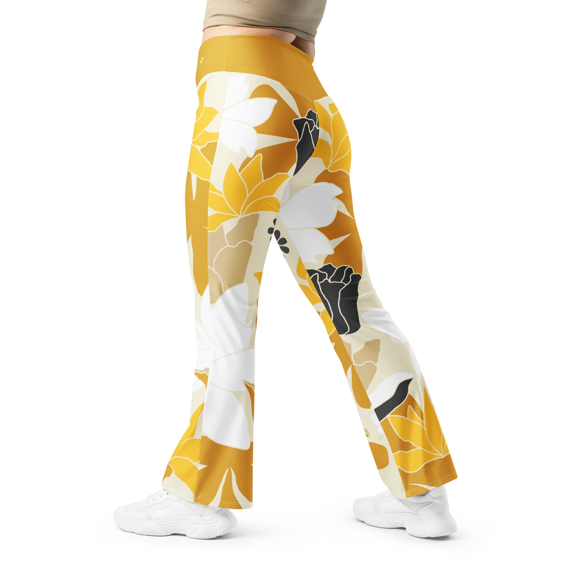 The Gymbum UK 70s Style Flower Flare leggings