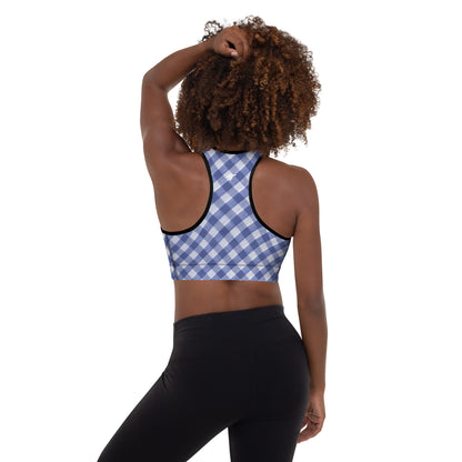 The GymBumUK QuickDry Blue Plaid Padded Sports Bra