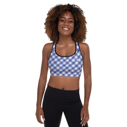 The GymBumUK QuickDry Blue Plaid Padded Sports Bra