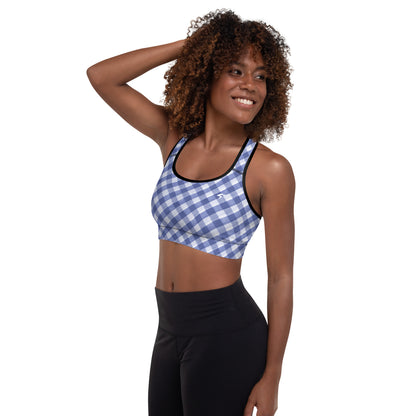 The GymBumUK QuickDry Blue Plaid Padded Sports Bra