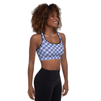 The GymBumUK QuickDry Blue Plaid Padded Sports Bra