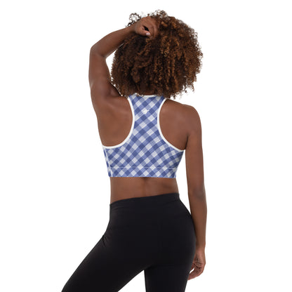 The GymBumUK QuickDry Blue Plaid Padded Sports Bra