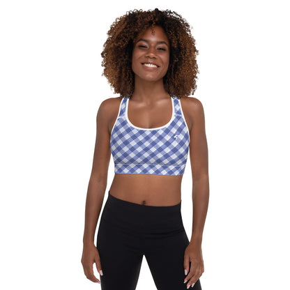 The GymBumUK QuickDry Blue Plaid Padded Sports Bra