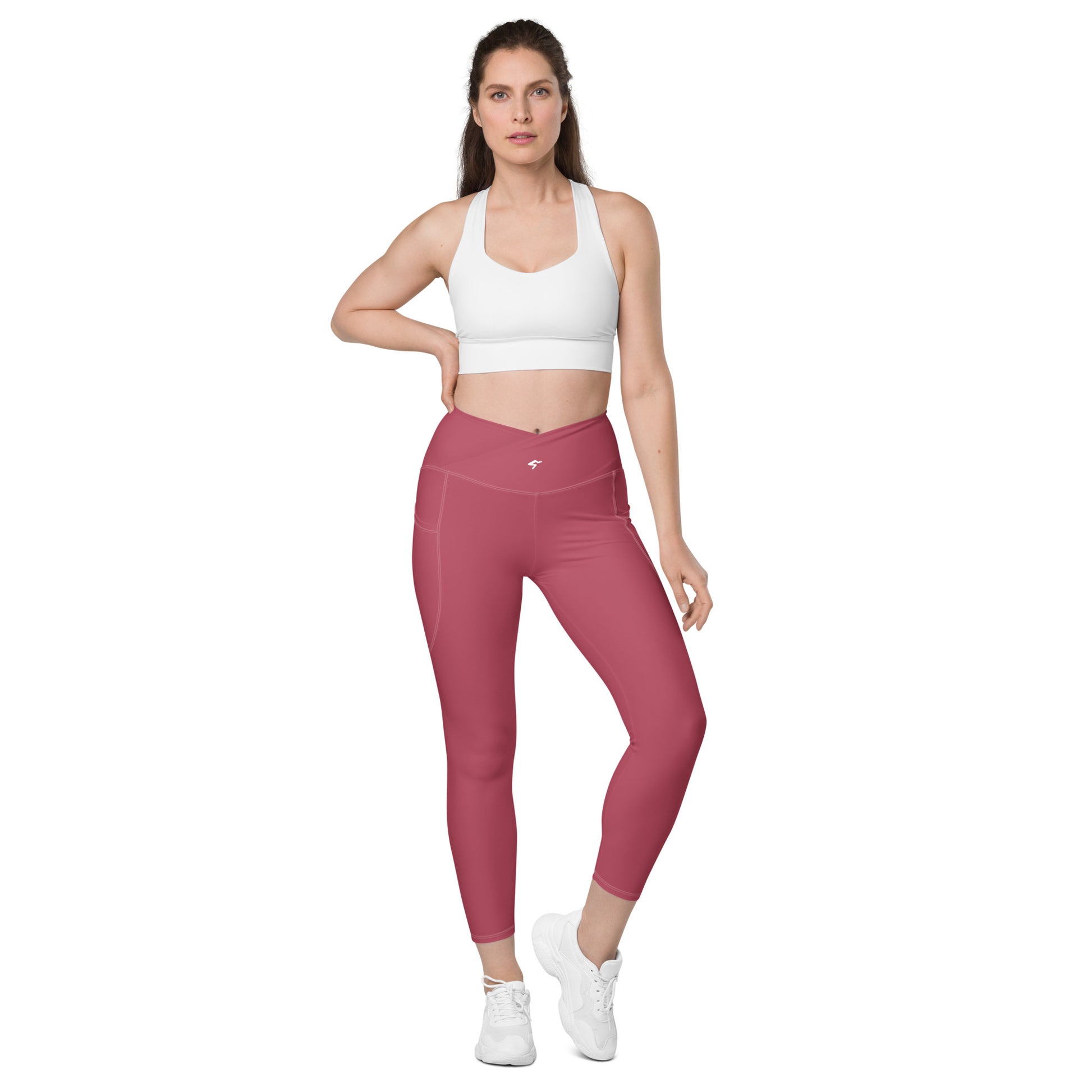 The Gymbum UK Hippie Pink Crossover leggings with pockets